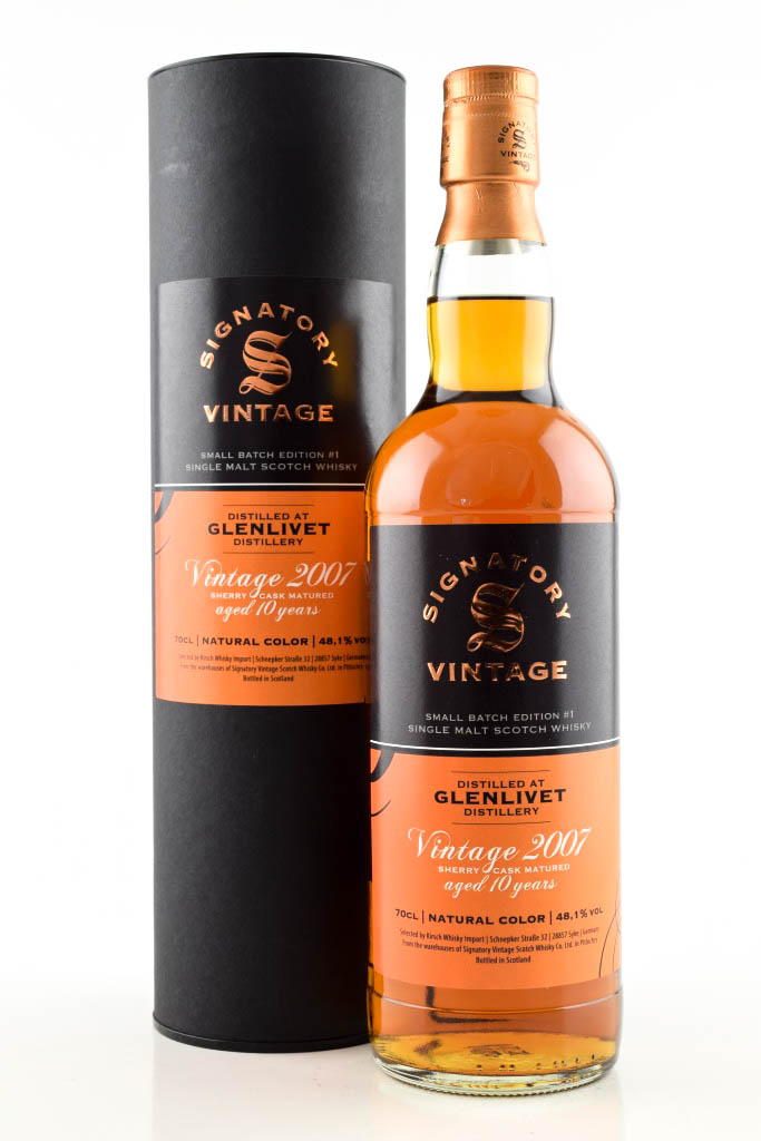 Glenlivet 10 Year Old 2007/2018 Sherry Cask Edition Small Batch # 1 Signatory 48.1% vol. 0,7l Glenlivet 10 Year Old 2007/2018 Sherry Cask Edition Small Batch # 1 Signatory 48.1% vol. 0,7l
