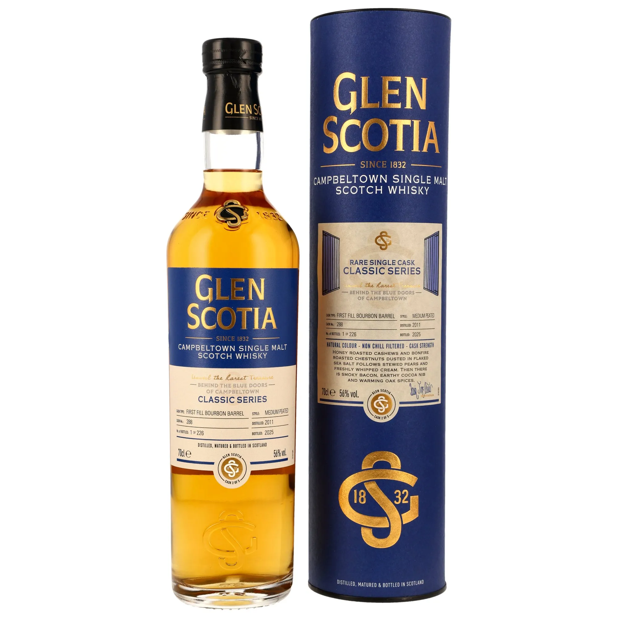Glen Scotia Rare Single Cask Classic Series - Behind the Blue Doors 14 Year Old, 1st Fill Bourbon Cask, Cask #288, 2025, 56%