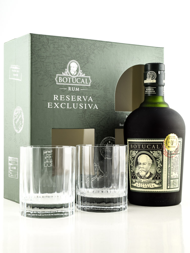 Botucal Reserva Exclusiva 40%vol. 0,7l - with 2 Old Fashioned Gläsern Botucal Reserva Exclusiva 40%vol. 0,7l - with 2 Old Fashioned Gläsern