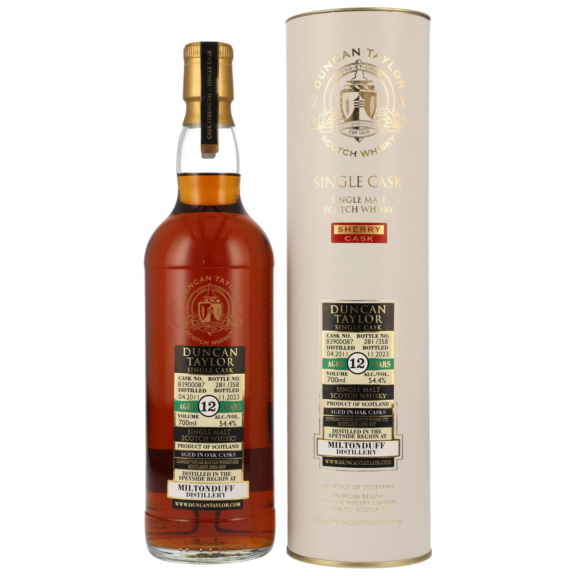 Miltonduff 2011/2023 - 12 Year Old - #83900087 - Sherry Cask (Duncan Taylor)