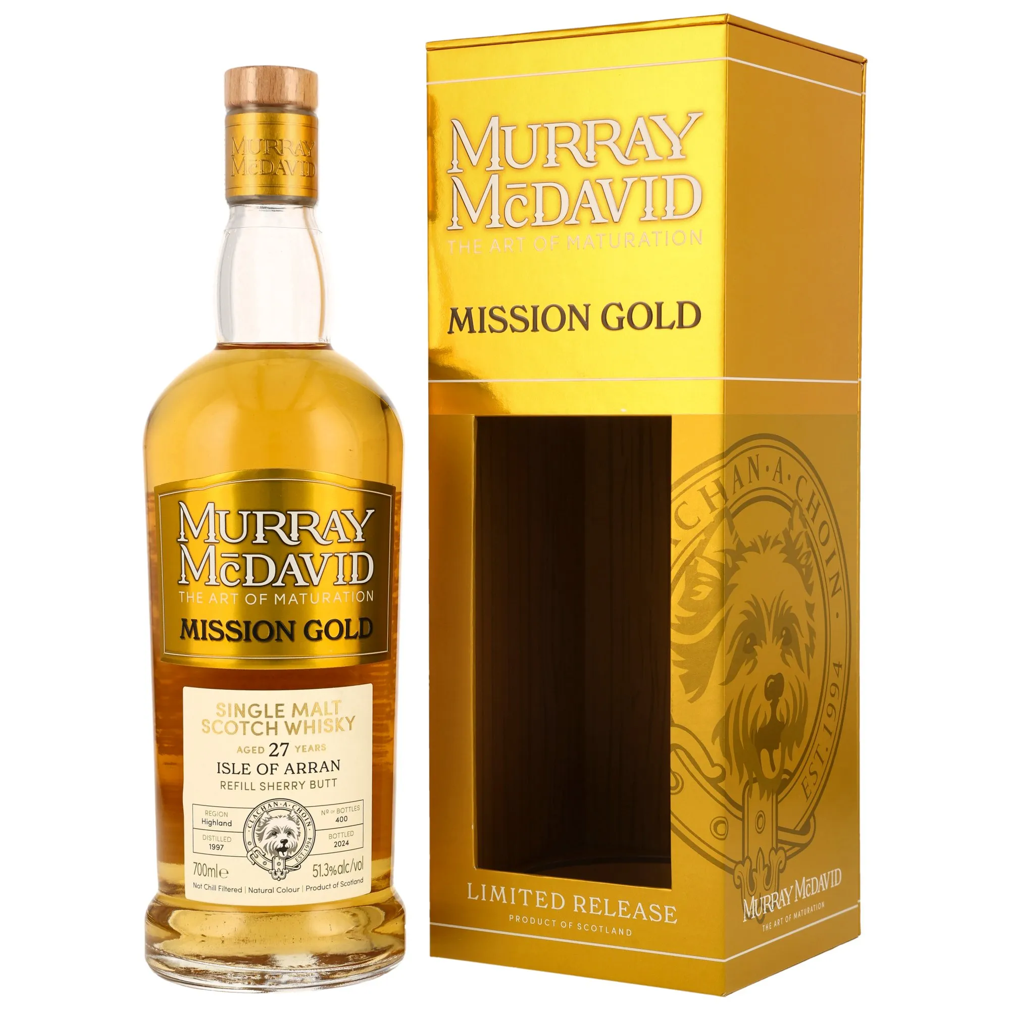 Arran Mission Gold 27 Year Old, Refill Sherry Butt Cask, Cask #242, 1997, Murray McDavid, 51.3%