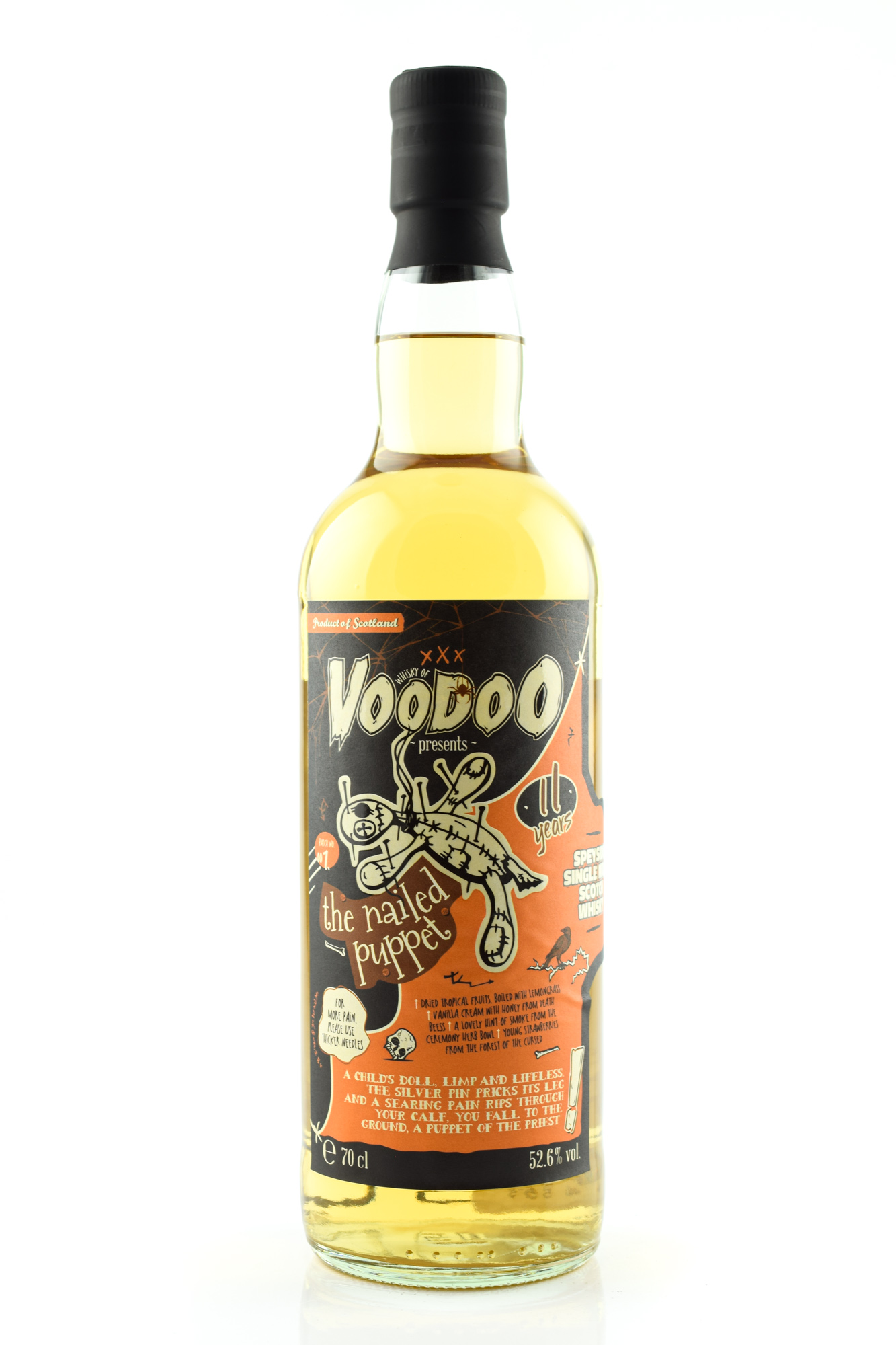 The Nailed Puppet - Lightly Peated 11 Jahre Single Malt Whisky of Vodoo 52,6%vol. 0,7l The Nailed Puppet - Lightly Peated 11 Jahre Single Malt Whisky of Vodoo 52,6%vol. 0,7l