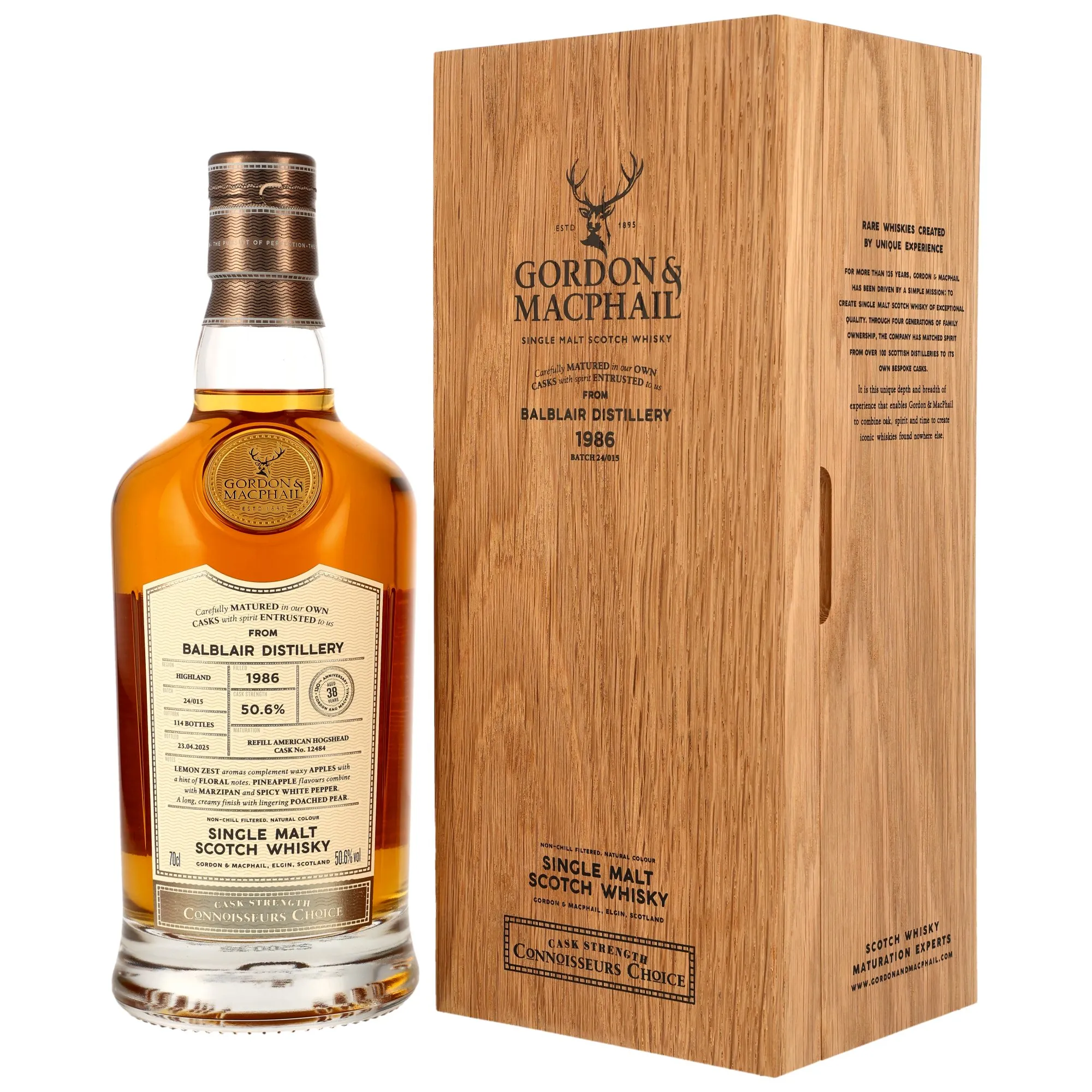 Balblair Connoisseurs Choice 38 Year Old, Refill American Hogshead Cask, Cask #12484, 1986, Gordon & MacPhail, 50.6%