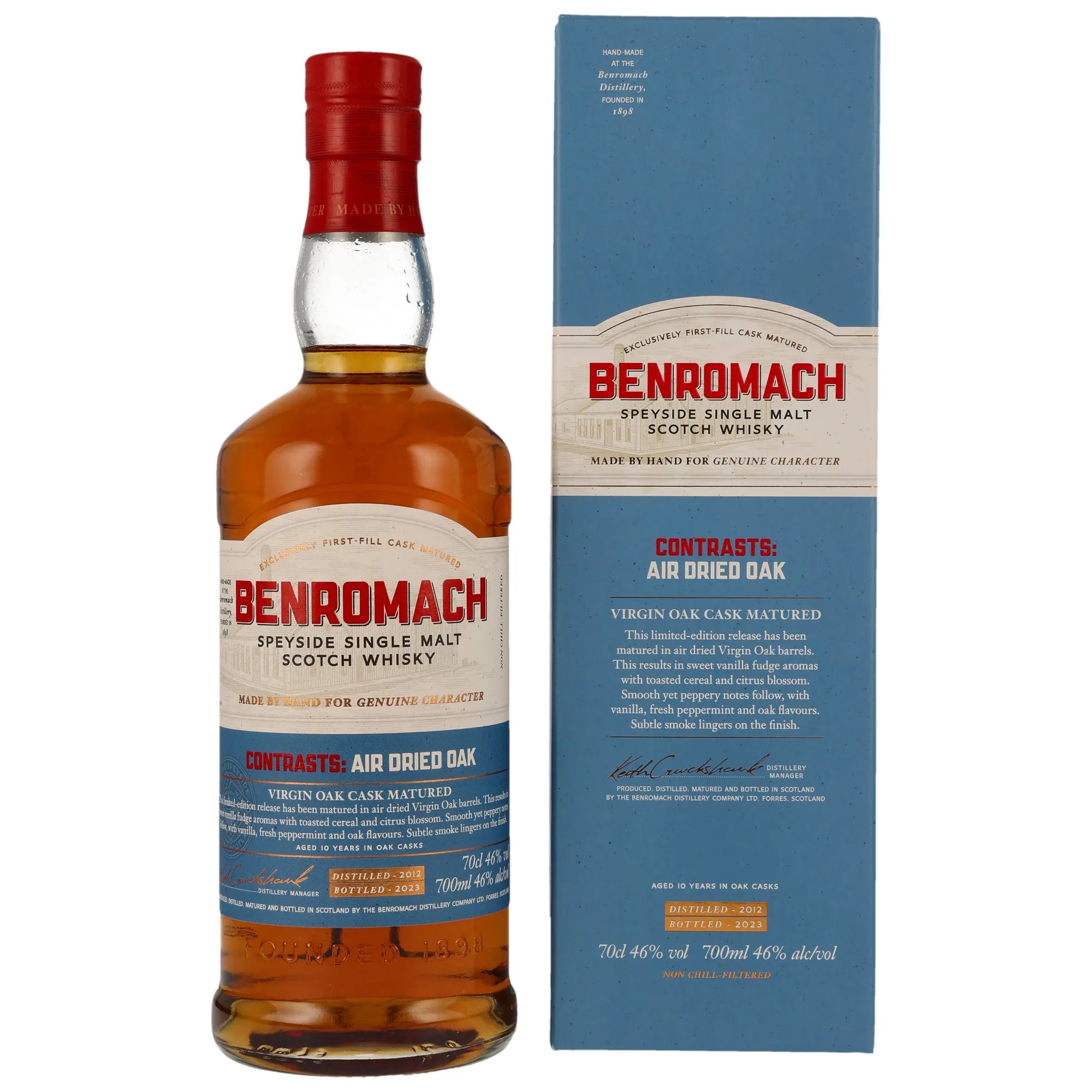 Benromach Contrasts: Kiln Dried Oak 10 Year Old, Virgin Oak Cask, 2023, 46%