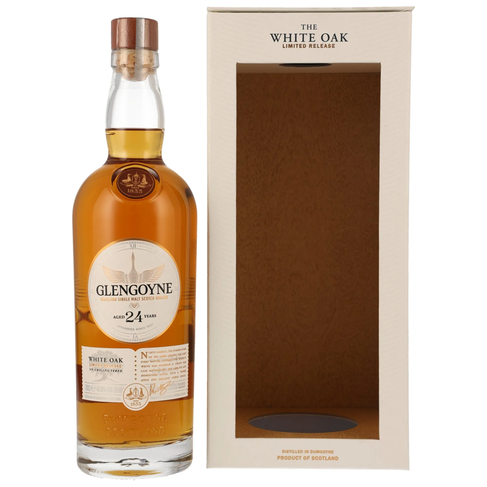 Glengoyne White Oak Limited Release 24 Year Old, First-fill Bourbon & Virgin American Oak Cask, 2024, 47.8%