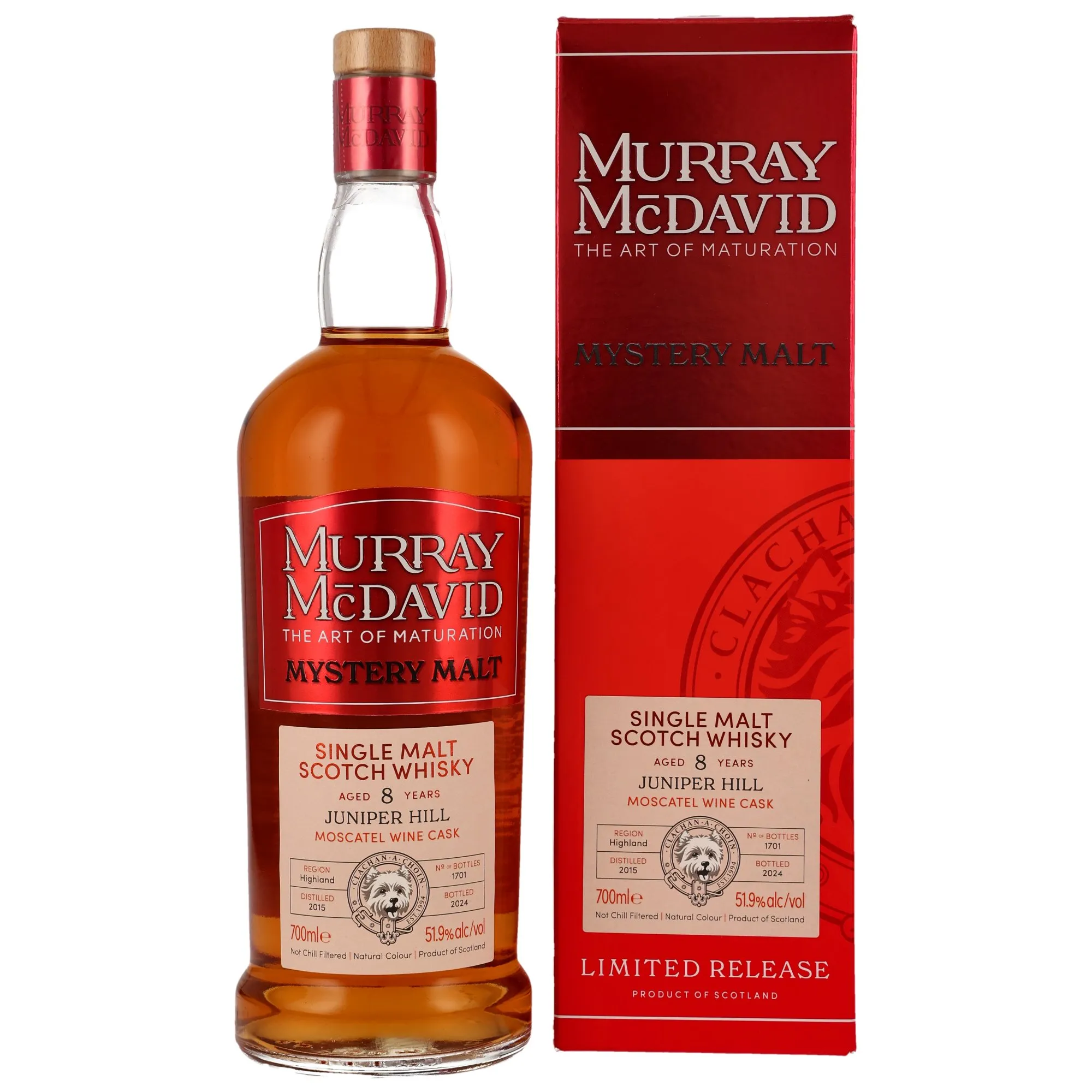 Juniper Hill Mystery Malt 8 Year Old, Moscatel Wine Cask, 2015, Murray McDavid, 51.9%