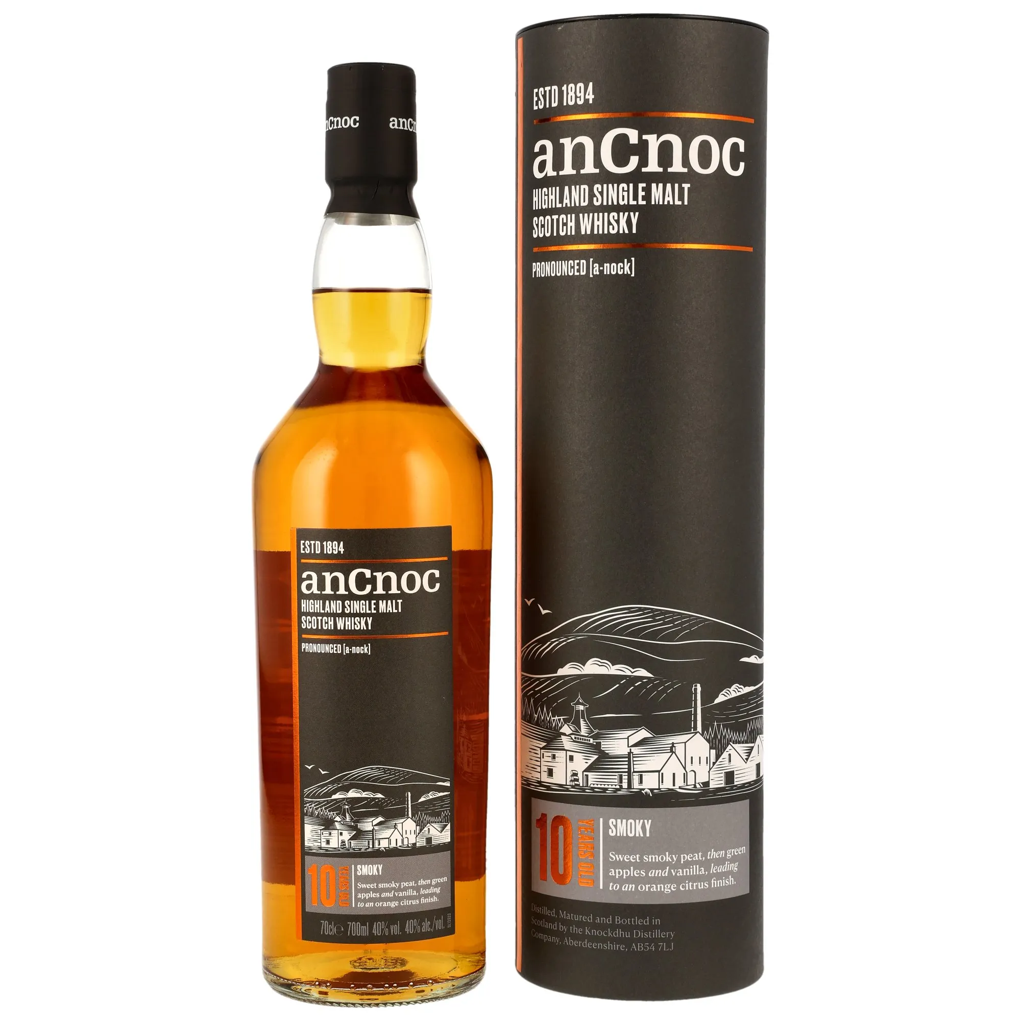 AnCnoc Peated 10 Year Old, Bourbon Cask, 40%