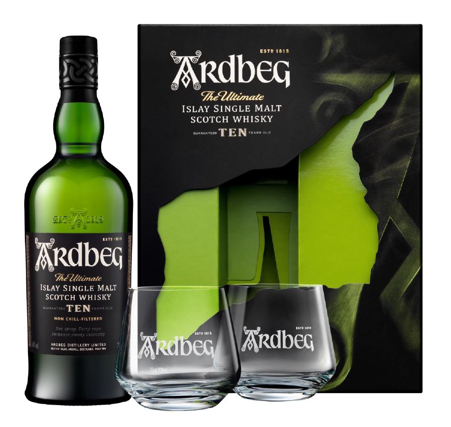 Ardbeg TEN 10 Jahre mit zwei Gläsern