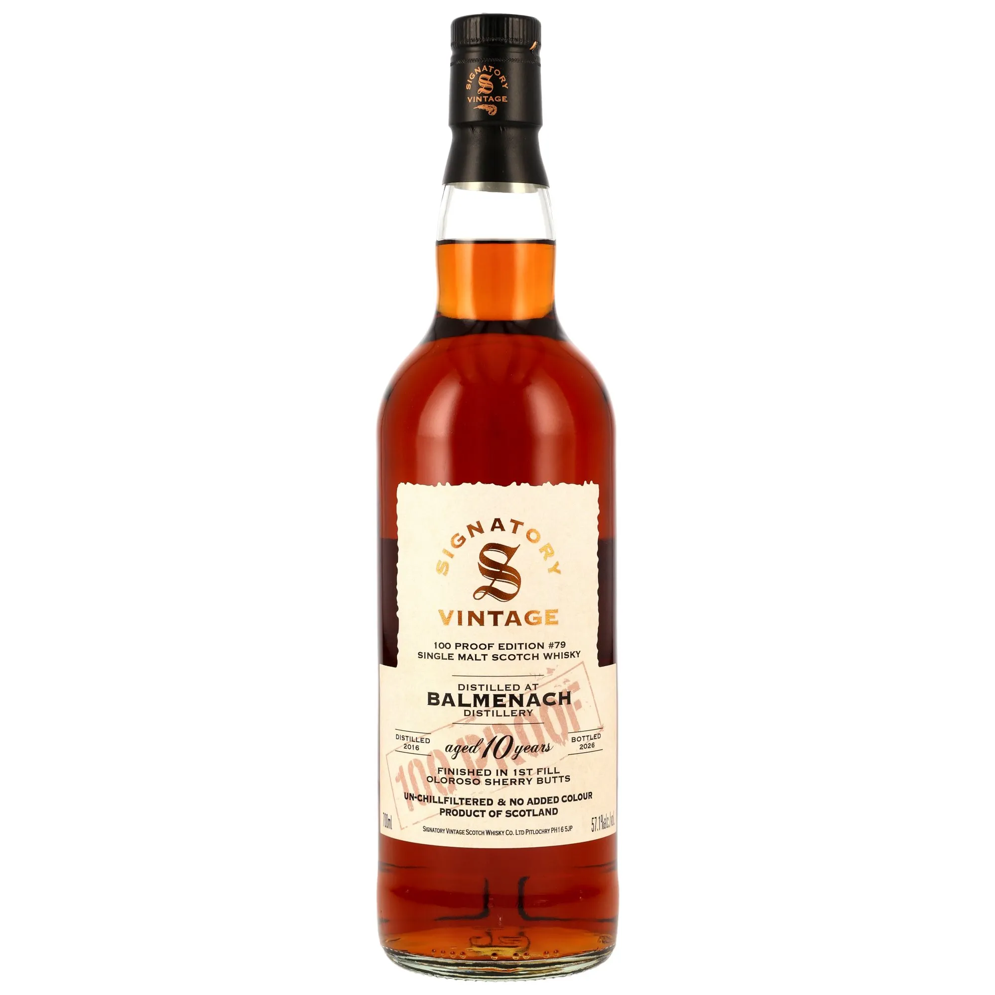 Balmenach 2016/2026 - 10 Jahre - 1st Fill Oloroso Sherry Butts Finish - Signatory 100 PROOF Edition #79
