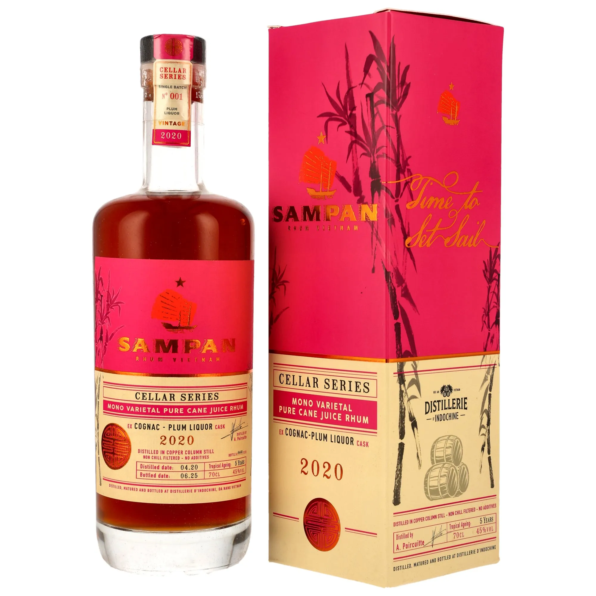 SAMPAN Rhum 2020/2025 - 5 Jahre - Cognac-Plum Liquor Cask - Cellar Series (Vietnam)