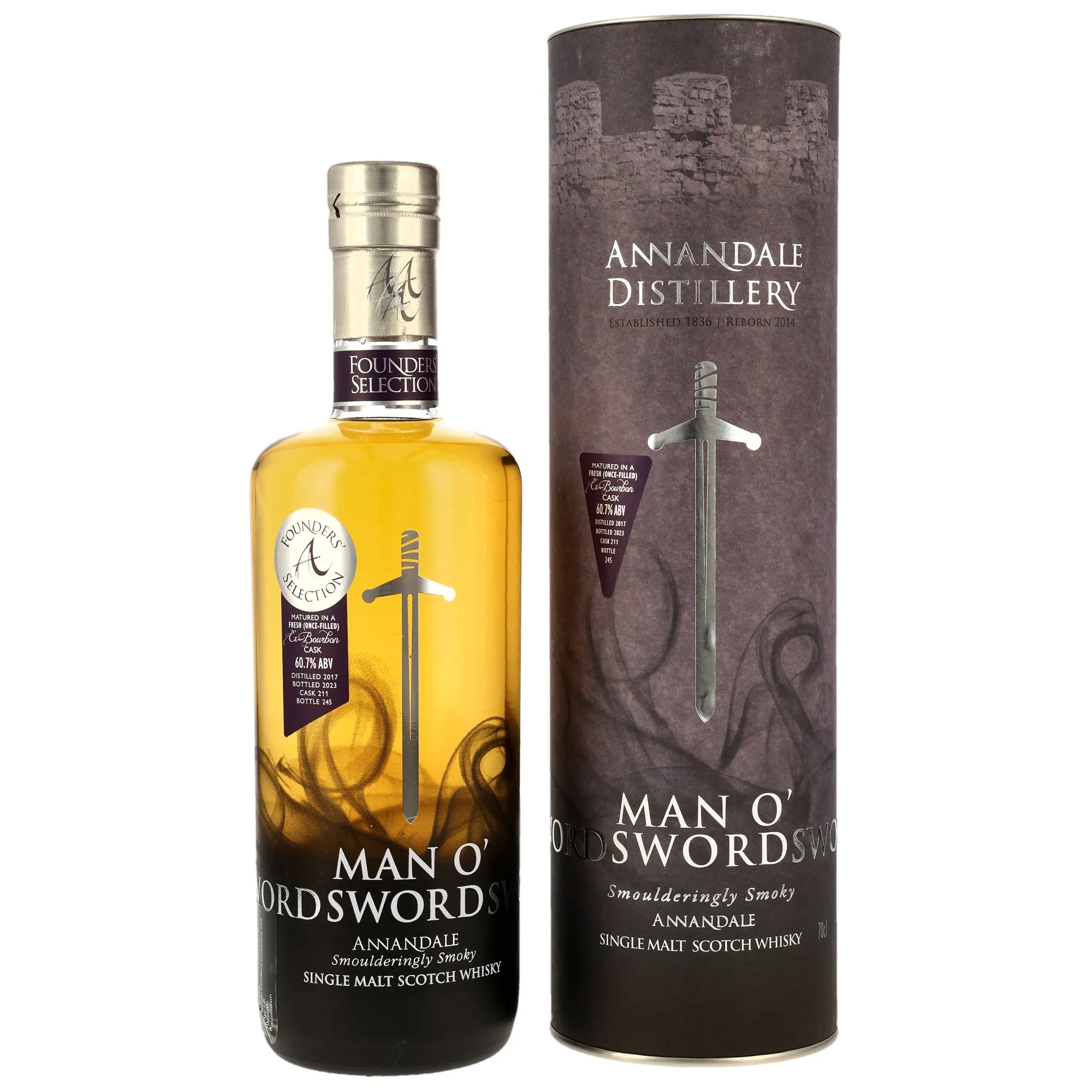Annandale Man O' Sword Founders Selection 6 Year Old, Bourbon Cask, Cask #211, 2023, 60.7%
