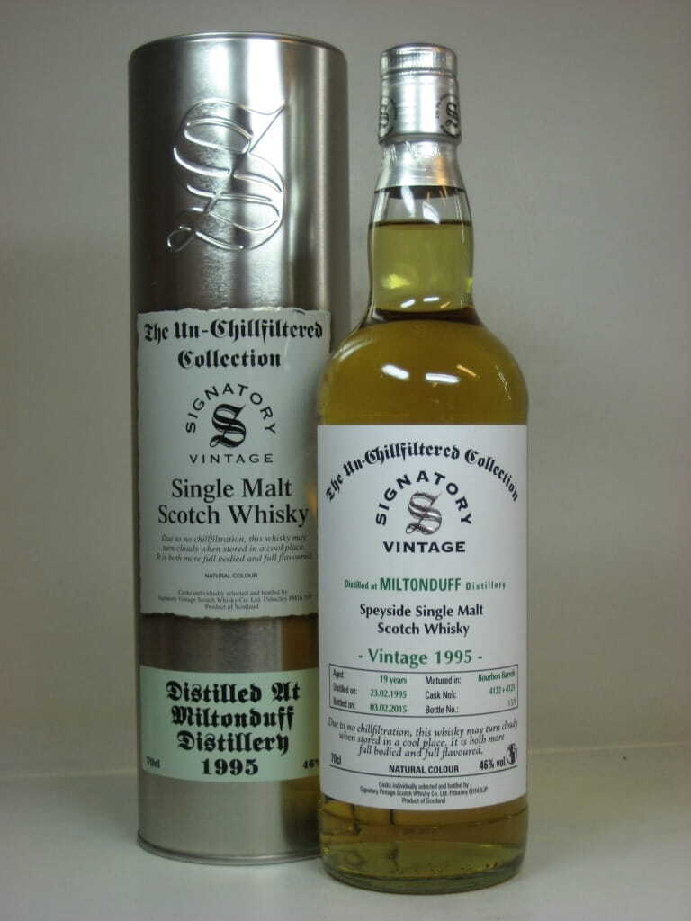 Miltonduff 19 Jahre 1995/2015 Bourbon Barrels Un-Chillfiltered Signatory 46%vol. 0,7l