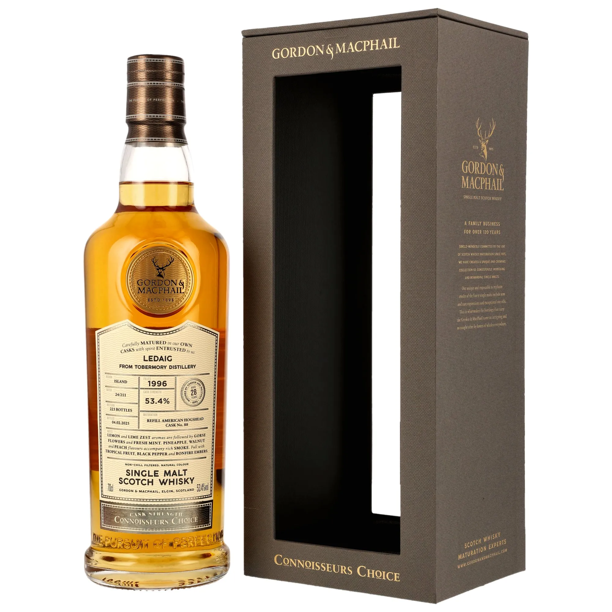 Ledaig Connoisseurs Choice Cask Strength 28 Year Old, Refill American Hogshead Cask, Cask #88, 1996, Gordon & MacPhail, 53.4%