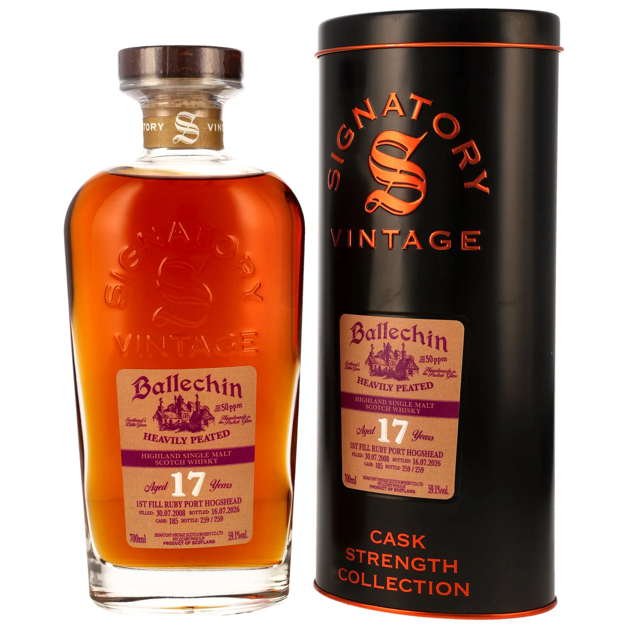 Ballechin 2008/2026 - 17 Year Old - 1st Fill Ruby Port Cask #185 - Sig CS