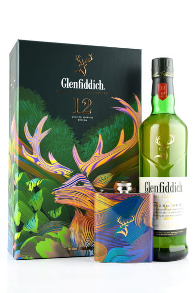 Glenfiddich 12 Jahre 40%vol. 0,7l mit Hip Flask