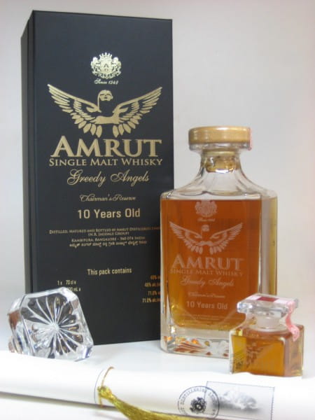 Amrut Greedy Angels 10 Jahre Chairman's Reserve 46%vol. 0,7l + 71%vol. 0,05l