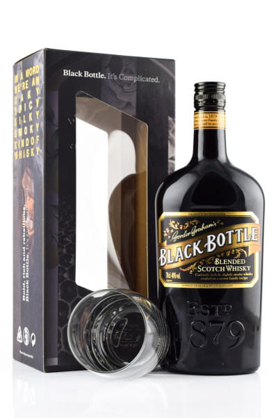 Black Bottle - Gordon Graham's Blended Scotch Whisky 40%vol. 0,7l mit Glas