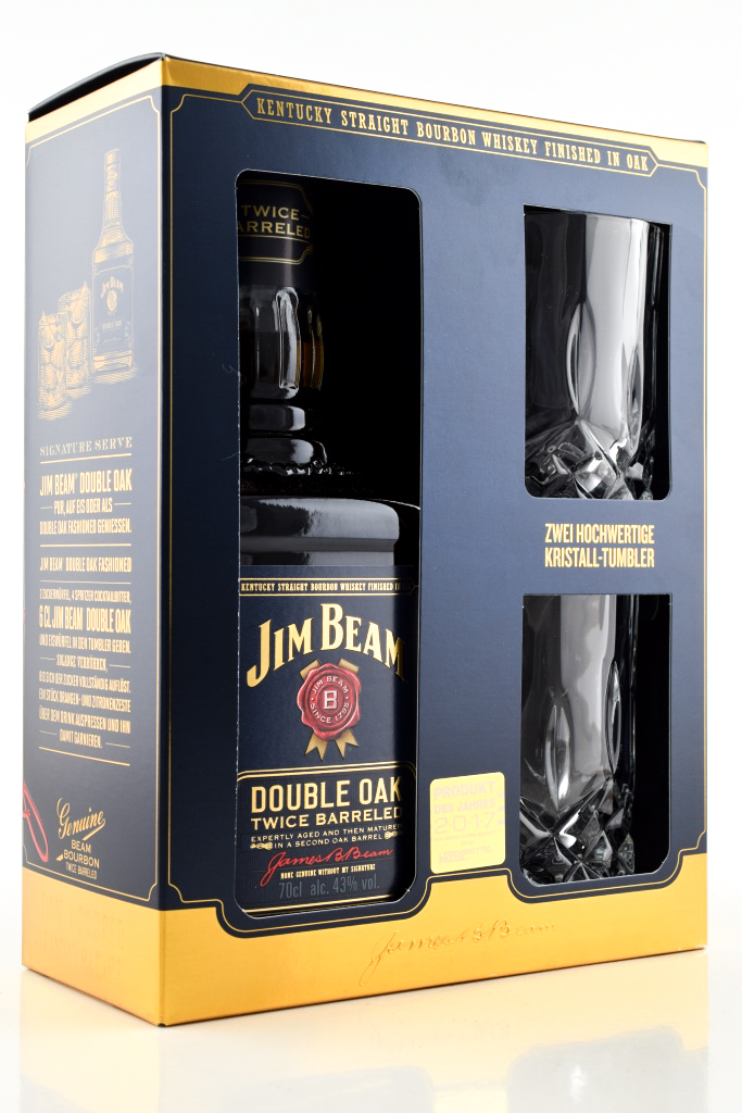 Jim Beam Double Oak 43% vol. 0,7 l with 2 tumblers | USA/Kanada | Countries  | Whisky | Home of Malts
