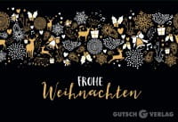 Weihnachtskarte Klappkarte - Frohe Weihnachten Schwarz / Gold