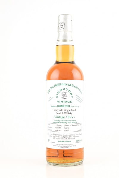 Tomintoul 20 Jahre 1995/2015 Hogsheads/Sherry Un-Chillfiltered Signatory 53,4%vol. 0,7l