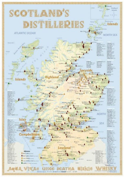Scotland's Distilleries - Karte 35x25cm
